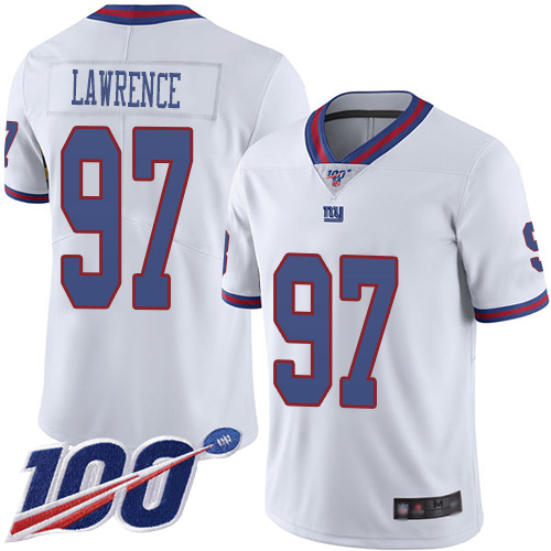 Men New York Giants 97 Dexter Lawrence Limited White Rush Vapor Untouchable 100th Season Football NFL Jersey
